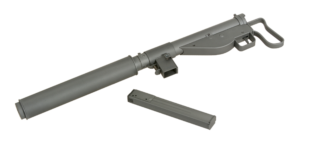 Sten Commando SOE MK2 Pistol Grip Full Steel Built In Tracer Unit Muzzle Flash Effect Grey Version AEG by AGM