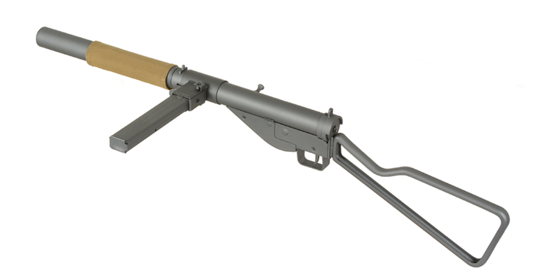Sten SOE S Mk2 Full Steel Skeleton Loop Stock Built In Tracer Unit Muzzle Flash Effect Grey Version AEG by AGM