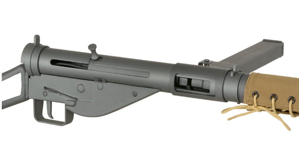 Sten SOE S Mk2 Full Steel Skeleton Loop Stock Built In Tracer Unit Muzzle Flash Effect Grey Version AEG by AGM