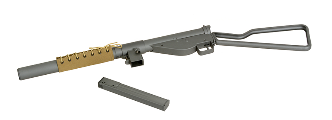 Sten SOE S Mk2 Full Steel Skeleton Loop Stock Built In Tracer Unit Muzzle Flash Effect Grey Version AEG by AGM