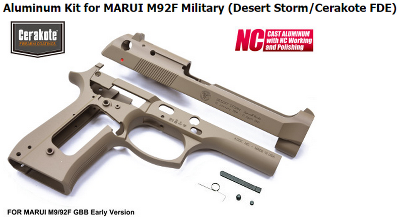 Tokyo Marui M92F Military Aluminum Kit Desert Storm Cerakote FDE by Guarder