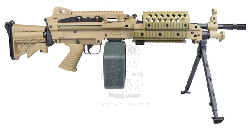 A&K LMG MK46 Mod 0 Tan Dark Earth Polymer Light Machine Gun AEG Mitrag