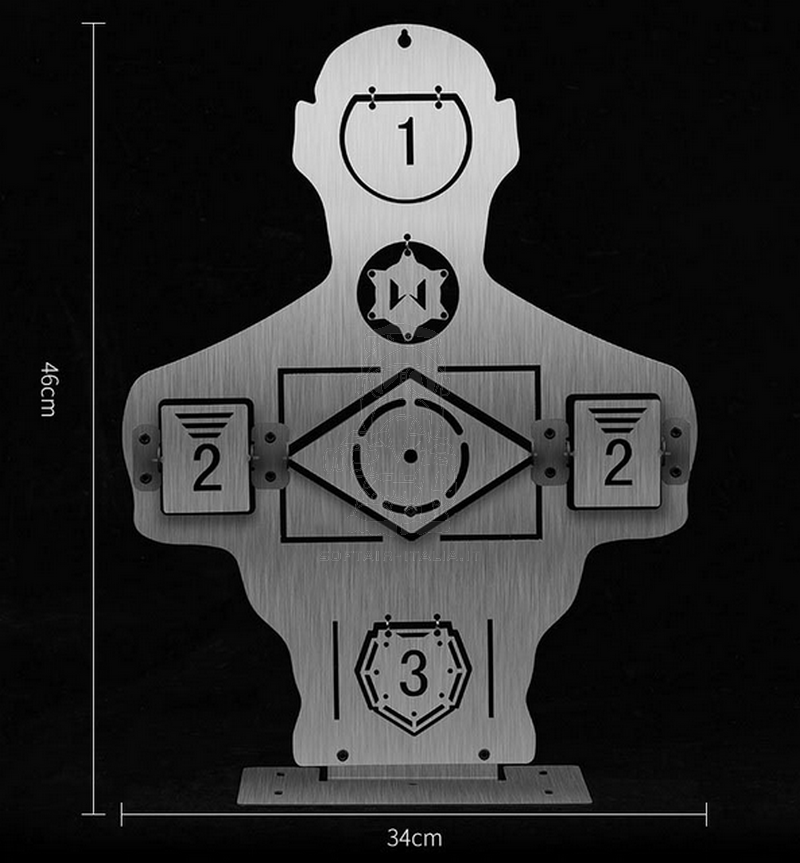 Airsoft - Softair Human Fake Metal  Tilting - Reactive Targets Half Body Bersaglio Mezzo Busto in Metallo con Bersagli Basculanti - Reattivi