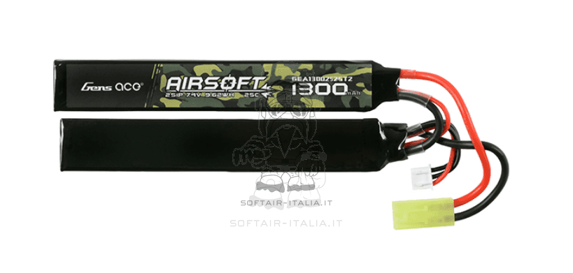 Gens Ace Li-Po Batteriy Batteria 1300mAh 25C 7.4v 2S1P Saddle by Gens Ace