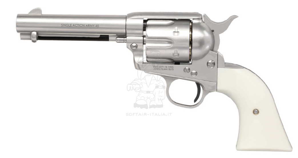 Peacemaker .45 SAA Full Metal Gas Matt Silver - Inox Ivory Grip Panels Version by King Arms