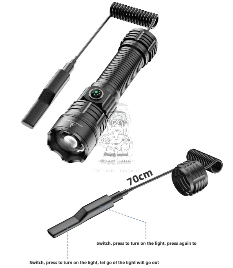 Tactical JF030 Flashligth w. Push Botton Torcia Tattica con Comando Remoto