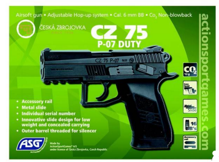 CZ 75 P07 Duty Scritte e Loghi Originali Full Metal Co2 NBB by Asg