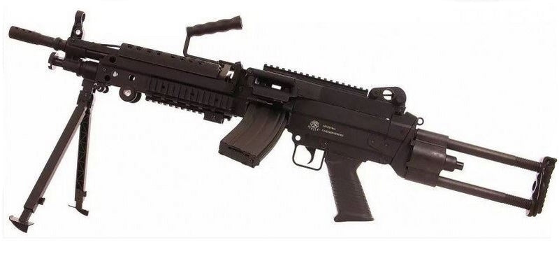 Cybergun > S&T Minimi M249 Parà - Paratrooper FN-Herstal Scritte e Loghi Originali Nylon Fiber Light Version by S&T per Cybergun