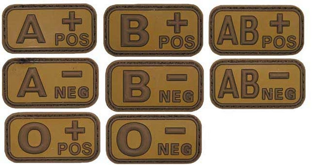 Gruppo Sanguigno Patch Tan Gommata 3D
