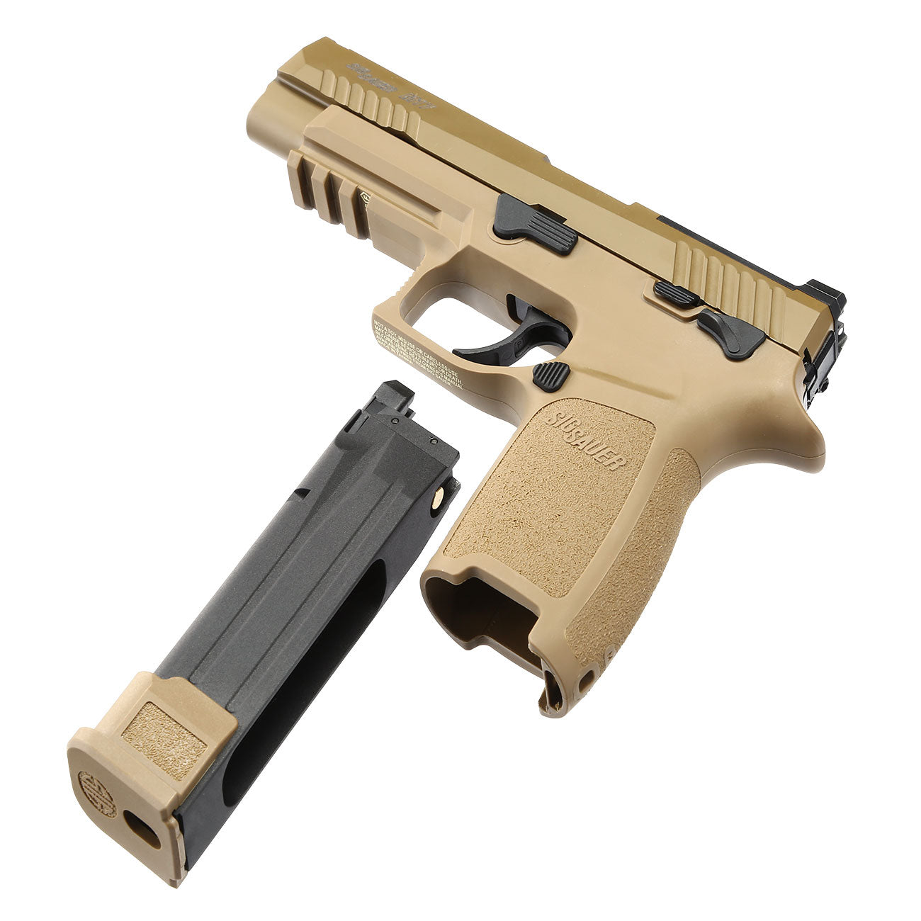 Sig Sauer ProForce P320 - M17 Optic Ready Coyote Tan Co2 GBB Full Metal Scritte e Loghi Originali by Vfc