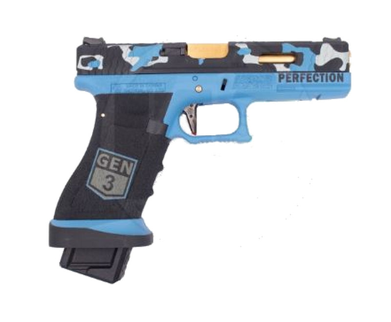 WE G17 - R17 Secret Metal Slide Gen3  Blue Camo GBB Gas Blow Back by WE